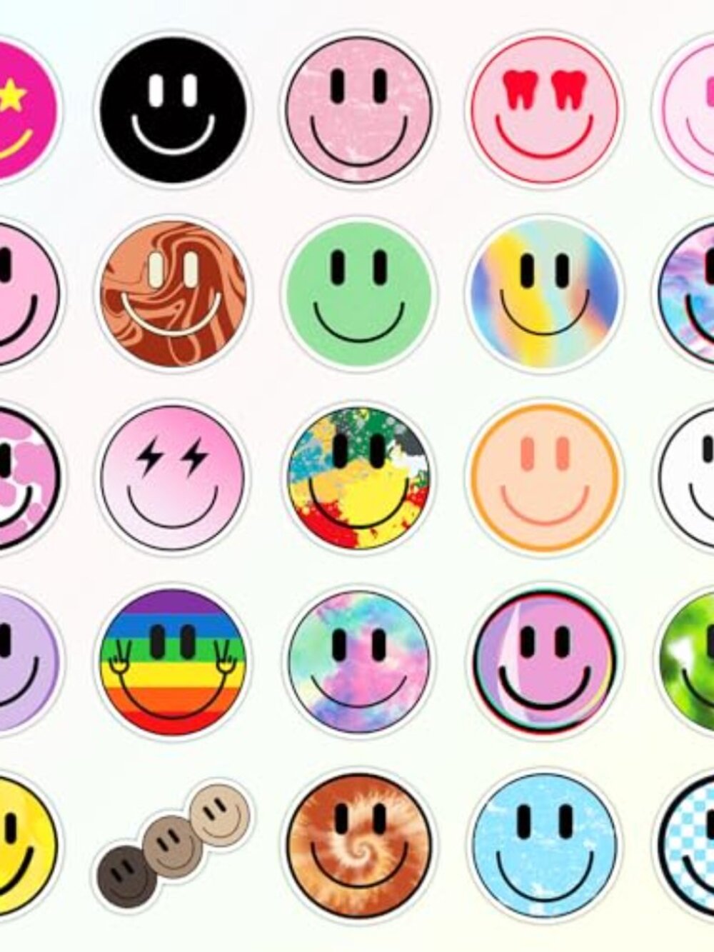 50PCS Smile Face Stickers Cute Water Bottle Stickers for Kids Waterproof PVC - Picture 3 of 5
